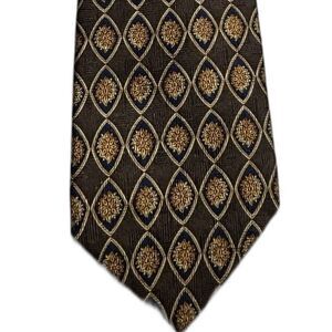 Vintage Christian Dior Monsieur Silk Tie Gold Geometric Art Deco Retro Preppy